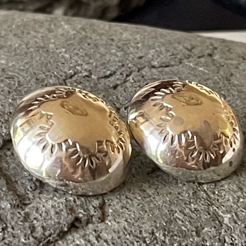 Vintage Native American Sterling Silver Dome Earrings